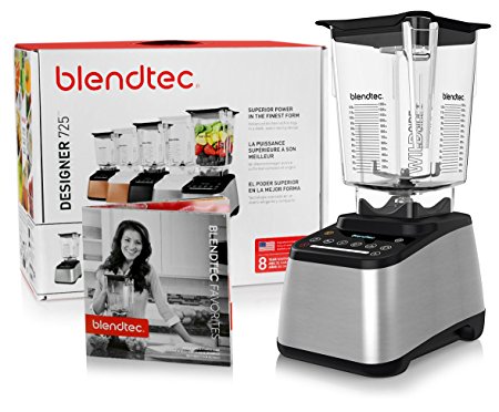 Blendtec Designer 725 Blender with BPA-Free WildSide Jar with Vented Gripper Lid   Blendtec Recipe Book and Starter Guide