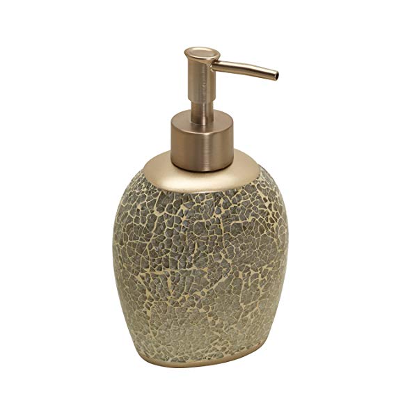 Zenna Home, India Ink Huntington Lotion or Soap Dispenser, Gold Cracked Glass