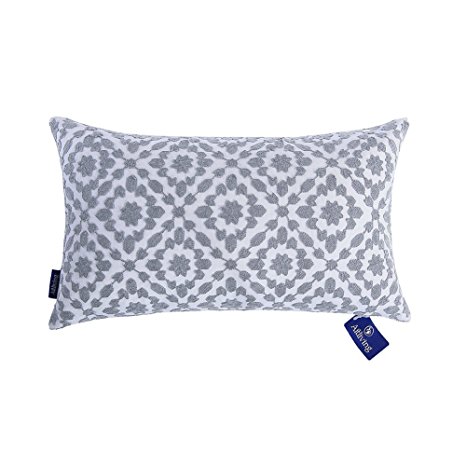 Aitliving Throw Pillow Covers Decorative Lumbar Pillow Cover Silver 12 X 20 inch Mina Embroidered Trellis Cotton Canvas Bolster Pillowcase Grey 1 PC 30x50cm
