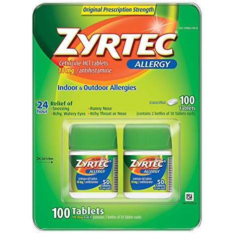 Zyrtec Prescription-Strength Allergy Medicine Tablets, 10 mg (100 Count) IIIiii