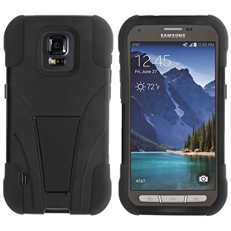 TurtleArmor | Samsung Galaxy S5 Active Case | G870 [Gel Max] Impact Proof Cover Hard Kickstand Hybrid Fitted Shock Silicone Shell Military War Camo Design - Black