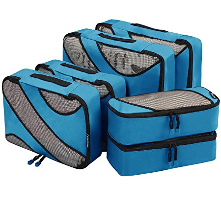 6 Set Packing Cubes,3 Various Sizes Travel Luggage Packing Organizers (Dark Blue)