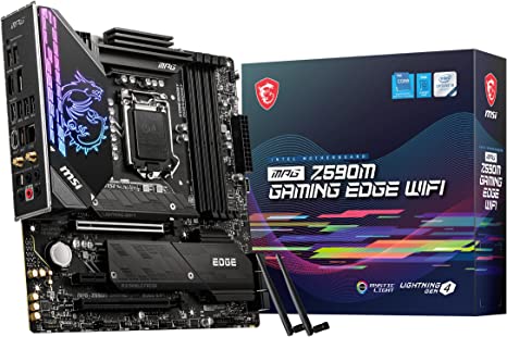 MSI MPG Z590M Gaming Edge WiFi Gaming Motherboard (Micro-ATX, 11th/10th Gen Intel Core, LGA 1200 Socket, DDR4, PCIe 4, CFX, Dual M.2, USB 3.2 Gen 2, Wi-Fi 6E, DP/HDMI, Mystic Light RGB)