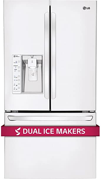 LG LFXS29626W 36" 29 Cu. Ft. Capacity French Door Refrigerator with Slim SpacePlus Ice System Premium LED Interior Light SpillProtector Glass Shelves Tall Ice/Water Dispenser in Smooth