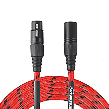 10ft Microphone Cable XLR Male to XLR Female Balanced Red Mic Cables by SPKFRIENDS C Series - 10 Feet