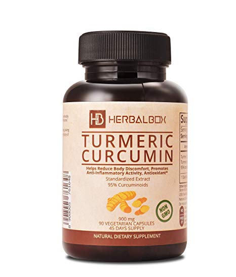 Premium Turmeric Curcumin Vegetarian Capsule 900 mg with 95% Curcuminoids 90 Capsules | Anti Inflammatory Joint Pain Relief |Healthy Inflammatory Response, Non-GMO Turmeric Antioxidant *
