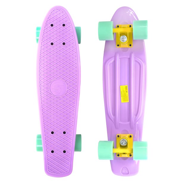 Complete 27 inch Skateboard Plastic Mini Retro Style Cruiser, Lilac