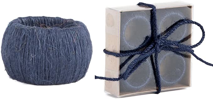 Decorate with Jute Classic Design Napkin Rings, Set of 4 (navy blue)