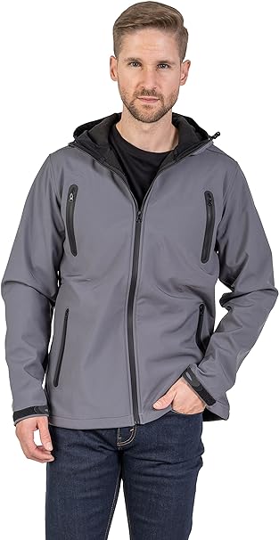 GaryM Men's Waterproof Hooded Camping Jacket with Polar Fleece Softshell, Water and Wind Resistant Outdoor Raincoat