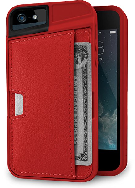 Silk iPhone SE/5s/5 Wallet Case - Q Card Case for iPhone 5 / 5s / SE [Protective CM4 Slim Cover] - Red Rouge