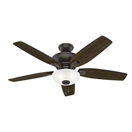 Hunter Indoor Ceiling Fan with LED Light and pull chain control - Kenbridge 52 inch, Nobel Bronze, 53376