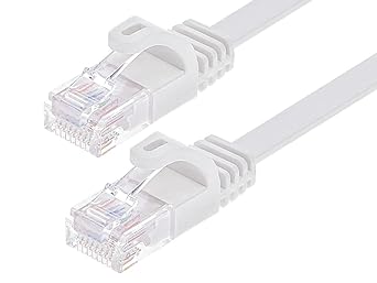 Monoprice Cat6 Ethernet Patch Cable - 14 Feet - White | Snagless RJ45, Flat, 550MHz, UTP, Pure Bare Copper Wire, 30AWG, for Network Internet Modem Router Xbox PS3 Cord - Flexboot Series