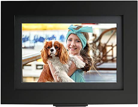 Brookstone PhotoShare Friends and Family Smart Frame, Digital Picture, WiFi, HD, Family Photo Album Slideshow, Tabletop End Table, Home Décor, 10.1", Classic Black