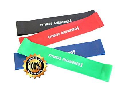 Resistance Bands - Yoga Fitness Bands - Progressive Loop Band Weights - Best Rehab - Weight Loss - Pilates - Crossfit - P90X - Endurance Training - Stretching - 10x2 in 4-Pack- NORISK Satisfaction