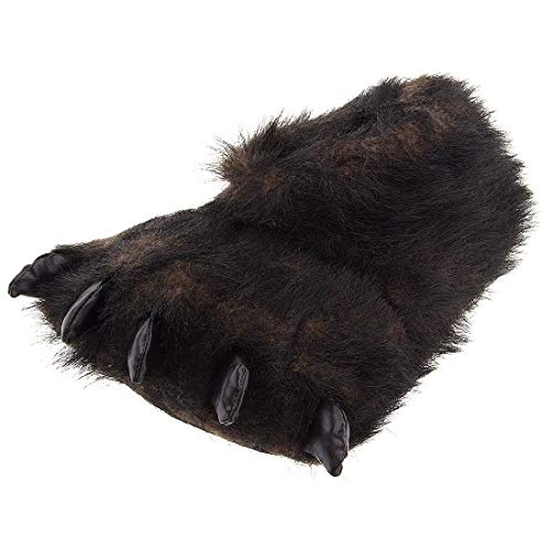 Fuzzy Black Bear Paw Slippers for Men and Women