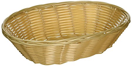 Set of 12, Woven and Bread Natural Color Basket, Oval, 9-1/2-inch