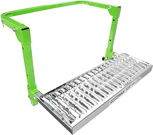 OEMTOOLS 24913B Adjustable Tire Step | Rated up to 300 lbs. | Fits Any Tire from 9 to 13 inches in Diameter | Non-Slip Textured Steel Platform | Green Powder-Coat Finish | Folds for Storage