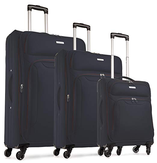 TravelCross Barcelona Luggage 3 Piece Lightweight Expandable Spinner Set - Dark Gray