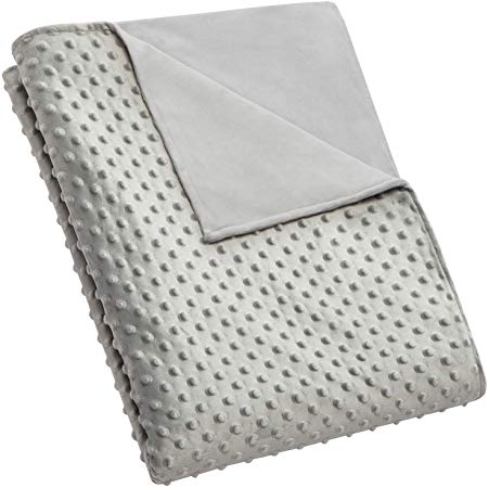 5 STARS UNITED Weighted Blanket Cover – 41”x60”, Grey, Minky Dot | Solid Minky Fleece - Removable Duvet Cover Only