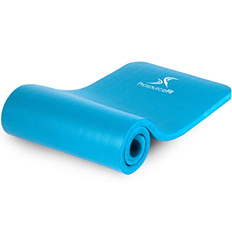 ProsourceFit Thick Yoga & Pilates Mat 1 Inch, 71-inch Long High Density Exercise Mat with Comfort Foam and Carrying Strap - Aqua
