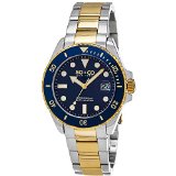 SOampCO New York Specialty 23K Gold Plated Two-Tone Mens Stainless Steel Professional Dive Watch