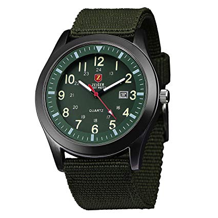 Mens Military Watches Analogue Quartz Date Watch for Man Sport Wristwatch with High Quality Watch Box