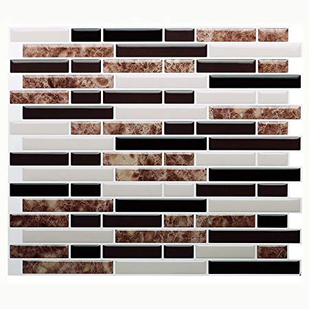 Vamos Tile Premium Anti Mold Peel and Stick Tile Backsplash,Stick On Backsplash Wall Tiles for Kitchen & Bathroom-Removable,Self Adhesive-11 x 9.2" (6 Sheets)