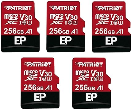 Patriot 256GB A1 / V30 Micro SD Card for Android Phones and Tablets, 4K Video Recording - 5 Pack, Lot of 5