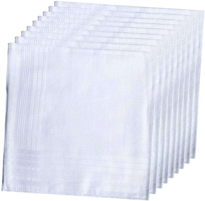 LACS Men's Solid White Cotton Handkerchiefs Pack