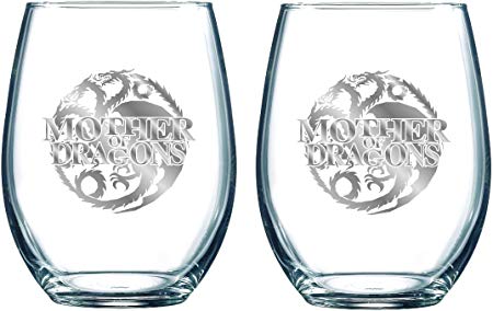 Game of Thrones Stemless Wine Glasses - Mother of Dragons 2-Pack