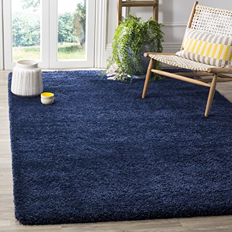 Safavieh Milan Shag Collection SG180-7070 Navy Square Area Rug (5'1" Square)