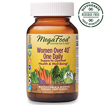 MegaFood, Women Over 40 One Daily, Daily Multivitamin and Mineral Dietary Supplement with Vitamins C, D, Folate, Biotin and Iron, Non-GMO, Vegetarian, 60 Tablets (60 Servings)