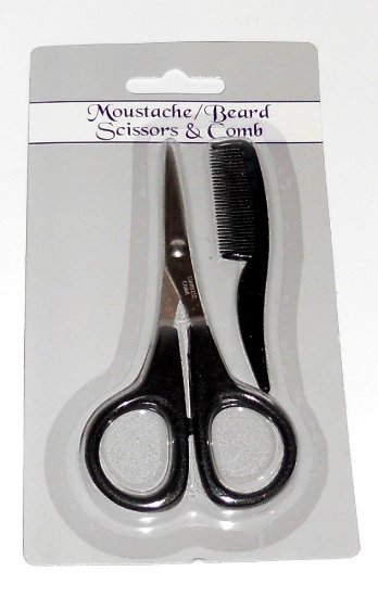 Mustache and Beard Grooming Scissors and Comb Set
