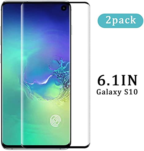 2 Pack Galaxy S10 Screen Protector,Top Craft Support Fingerprint Recognition [HD Clear][No Bubbles][9H Hardness] Tempered Glass Screen Protector Compatible with Samsung Galaxy S10 (6.1")