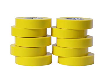WOD EL-766AW Professional Grade General Purpose Yellow Electrical Tape UL/CSA listed core. Utility Vinyl Rubber Adhesive Electrical Tape: 3/4in. X 66ft. - Use At No More Than 600V & 176F (Pack of 10)