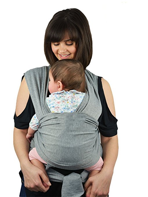 BoJo Baby Sling Carrier, Natural Cotton Nursing Baby Wrap Suitable for Newborns to 35 lbs, Soft, Comfortable and Breathable Breastfeeding Cover, Hands-Free Sling Baby Holder for Infant Grey