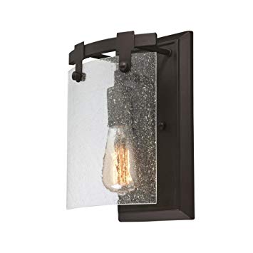 Westinghouse Lighting 6352300 Burnell One-Light Indoor, Oil Rubbed Bronze Finish with Clear Seeded Glass Wall Fixture,