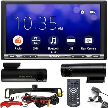 Sony XAV-AX3200 2-DIN 7-Inch Multimedia Receiver with Apple CarPlay/Android Auto & Bluetooth (Stereo, 2K Dual Dash Cam & Backup Cam Kit)