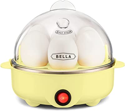 BELLA 17285 Cooker, Rapid Boiler, Poacher Maker Make up to 7 Large Boiled Eggs, Poaching and Omelete Tray Included, Single Stack, Yellow