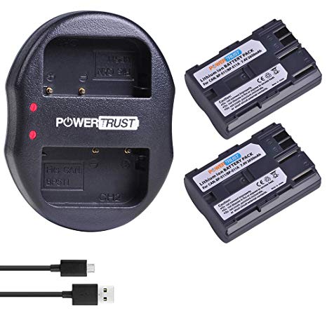PowerTrust 2-Pack BP-511 BP-511A Battery and Dual USB Charger for Canon EOS 5D, 50D, 40D, 20D, 30D, 10D, Digital Rebel, D60, 300D, D30 Digital Cameras