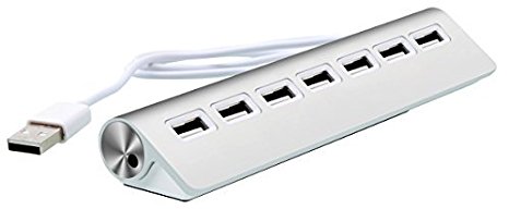 Cateck Premium 7-Port Aluminum USB Hub with High-Capacity Power Supply and 2-Foot Shielded Cable for iMac, MacBooks, PCs and Laptops