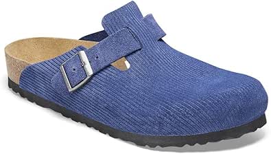 Birkenstock Boston Suede Embossed Clogs Indigo Blu