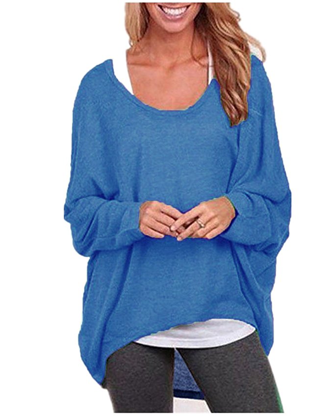 ZANZEA Women's Sexy Long Batwing Sleeve Loose Pullover Casual Top Blouse T-Shirt