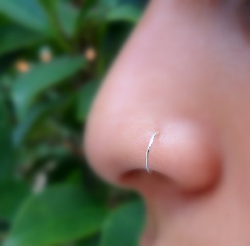 Nose Ring Hoop - Tragus Cartilage Helix Earring - Sterling Silver - 24G to 16G 7mm Inner Diameter