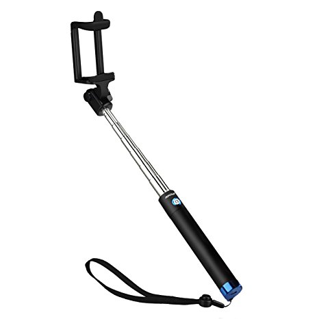 Bluetooth Selfie Stick, Mpow iSnap X One-piece Folding Self-portrait Ultra Compact Extendable Monopod Phone Holder with Built-in Bluetooth Remote Wireless Shutter for iPhone 7/7 Plus/6s/6s Plus/5s/SE, Samsung S7 Note 4/3 and Other Android Cell Phones,Blue