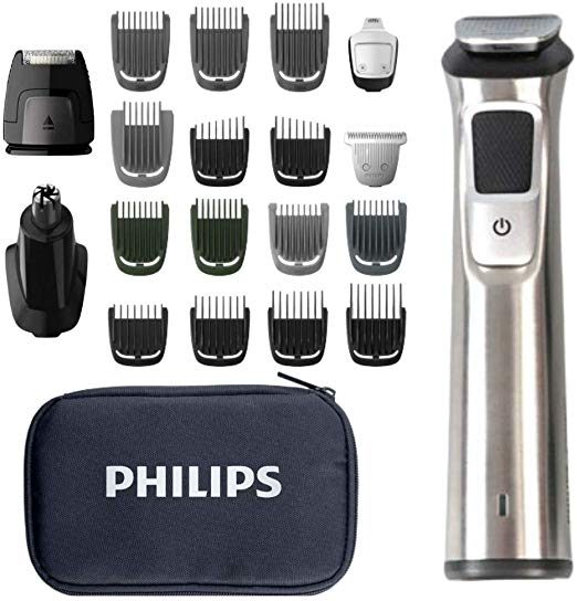 Philips Norelco Multigroom Men's Beard Grooming Kit with Trimmer for Head Body, Face -Stainless Steel with Travel Case