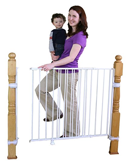 White, 35", Convenient Walk Through Top of Stairs Gate with Mounting Kit