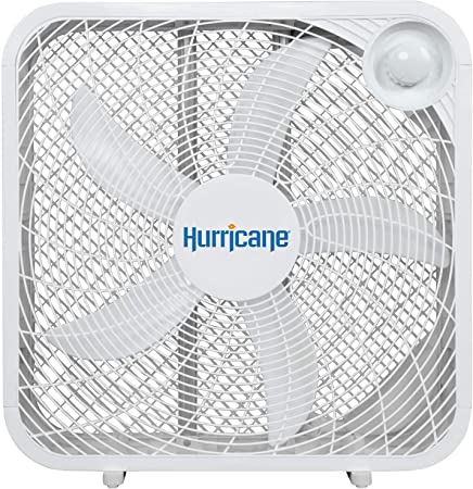 Hurricane Box Fan - 20 Inch, Classic Series, Floor Fan with 3 Energy Efficient Speed Settings, Compact Design, Lightweight - ETL Listed, White Original Version