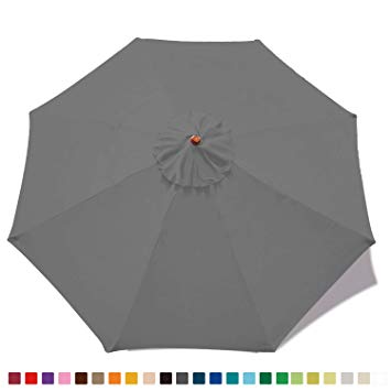 ABCCANOPY 9ft Outdoor Umbrella top for Patio Market Umbrella Replacement for Canopy with 8 Ribs(Dark Gray-05C)