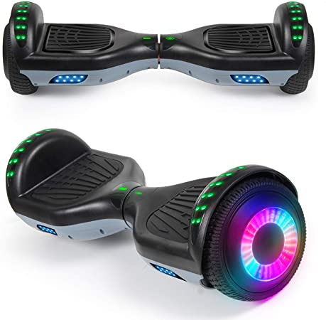 SISIGAD Hoverboard with Bluetooth Speaker and Led Lights, Smart 6.5” Self-Balancing Electric Scooter for Kids and Teenagers